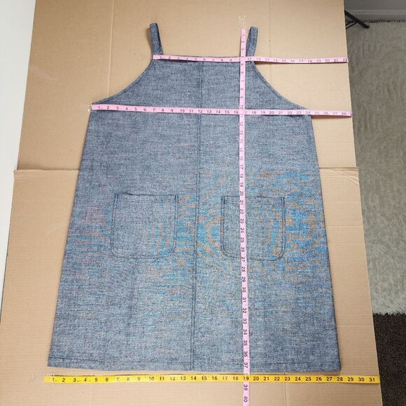 Luukse Cotton Linen Overall Dress in Blue with Patch Pockets Size 2X - Picture 8 of 16